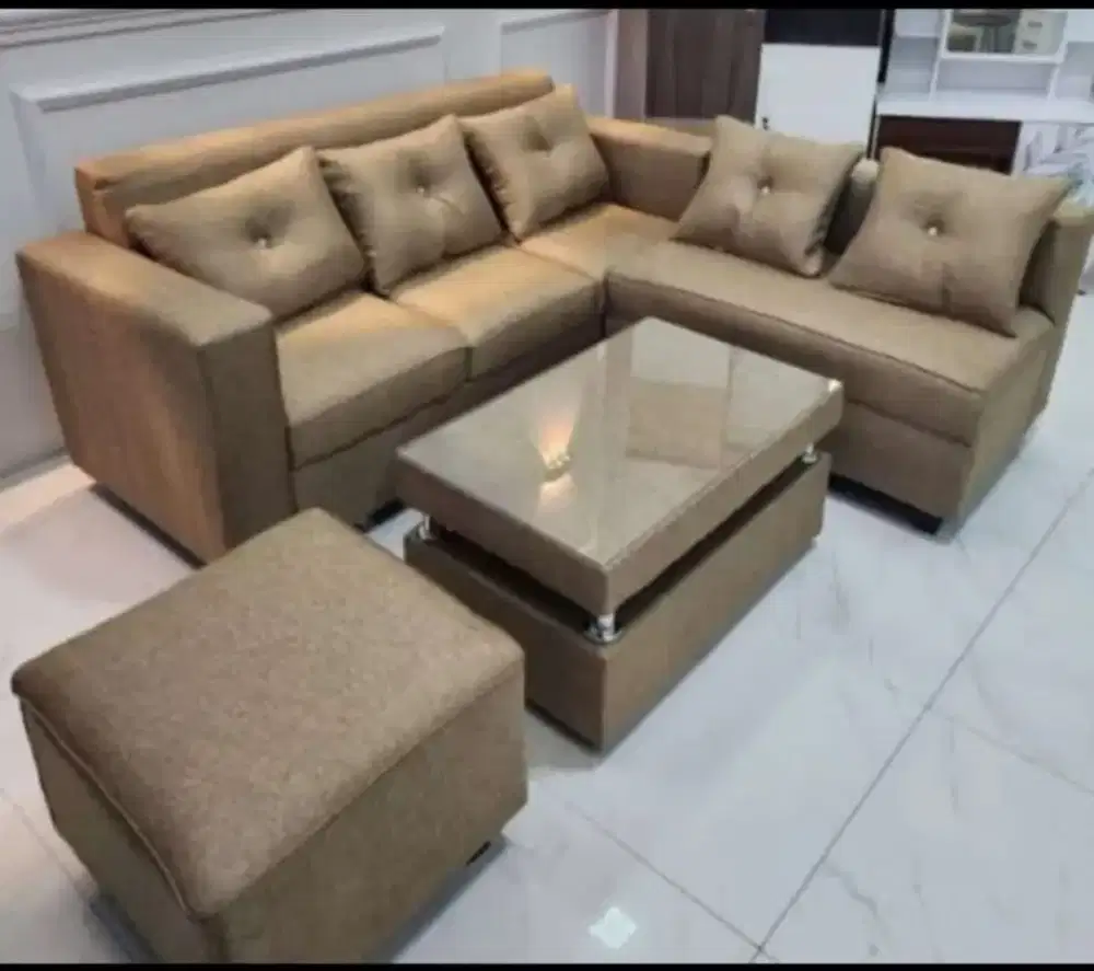Sofa L minimalis + puk murah