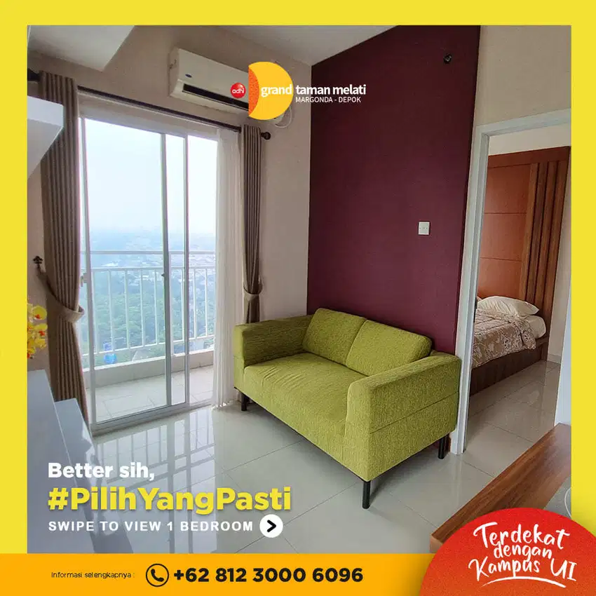 DIJUAL APARTEMEN 1 BEDROOM DI SAMPING UNIVERSITAS INDONESIA