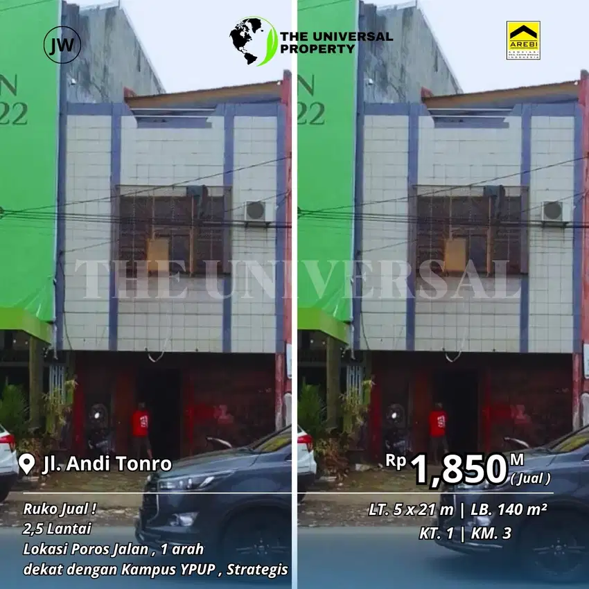 Dijual Ruko 2,5LT Poros Andi Tonro Lokasi Strategis Harga Nego