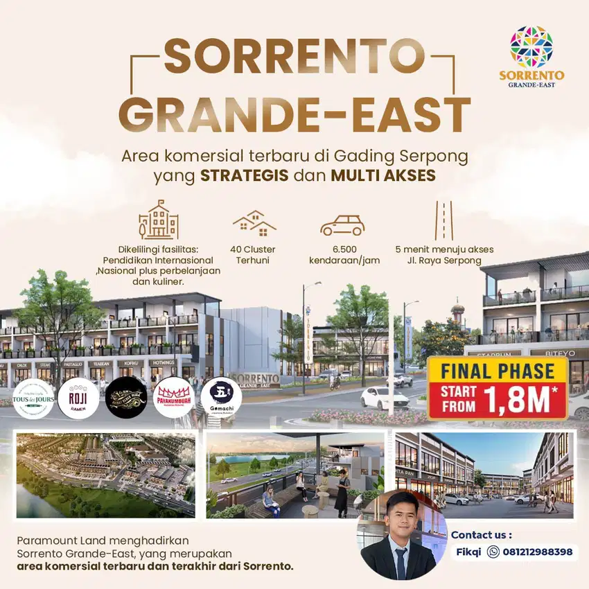 Sorrento Grande-East Ruko Hadap Jalan View Danau Alfresco ada Rooftop