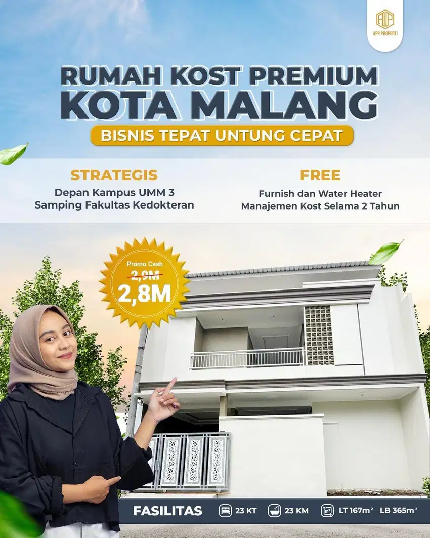 Rumah Kos Eksklusive 23 Kamar Depan UMM Kota Malang
