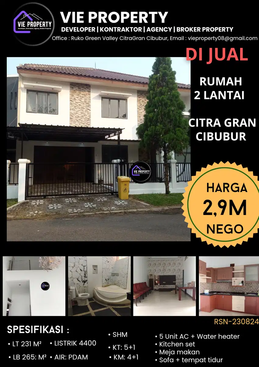 DIBAWAH PASARAN! DIJUAL MURAH RUMAH SIAP HUNI CITRA GRAN CIBUBUR