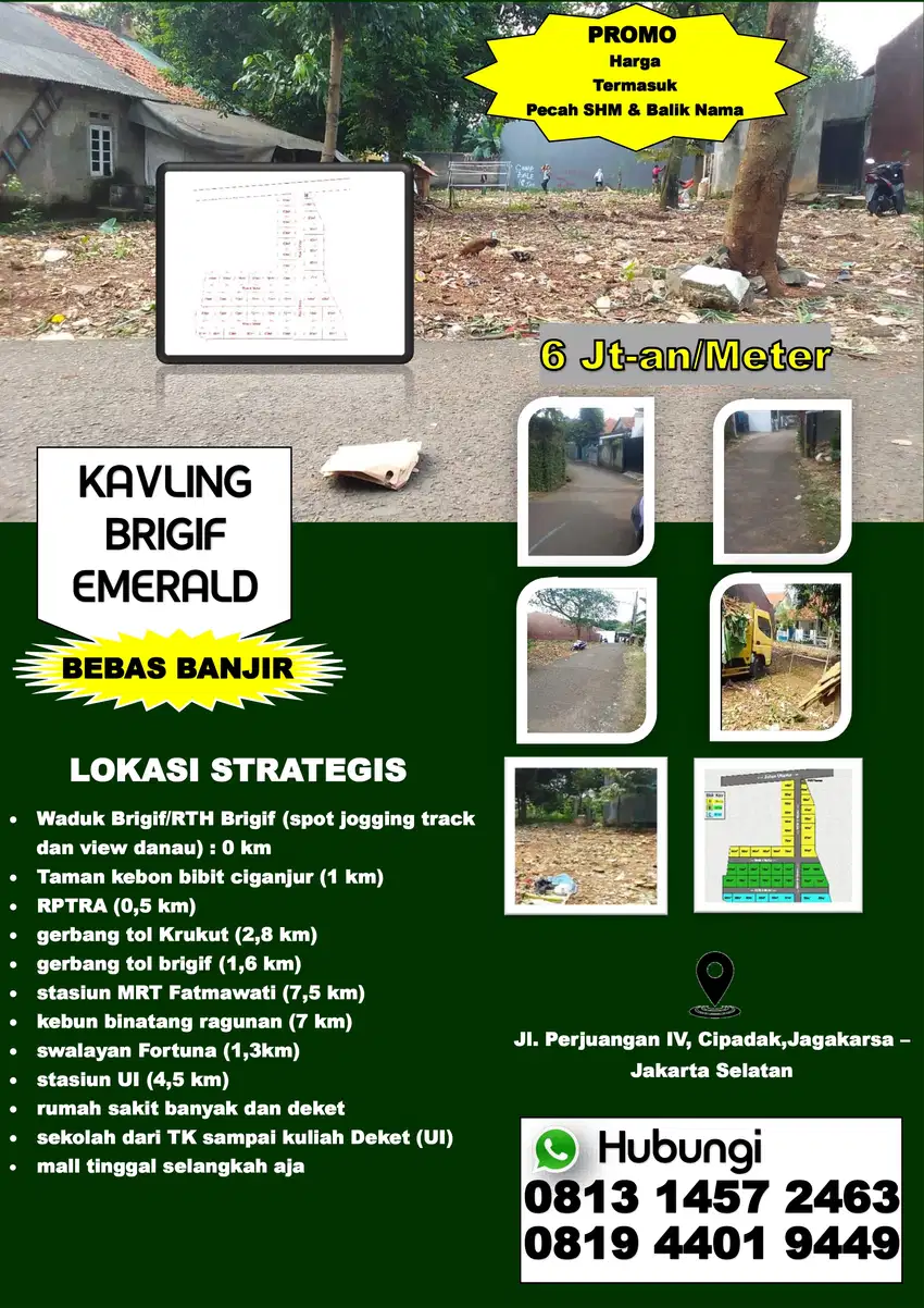 Tanah Kavling Siap Bangun View Waduk Brigif Jakarta Selatan