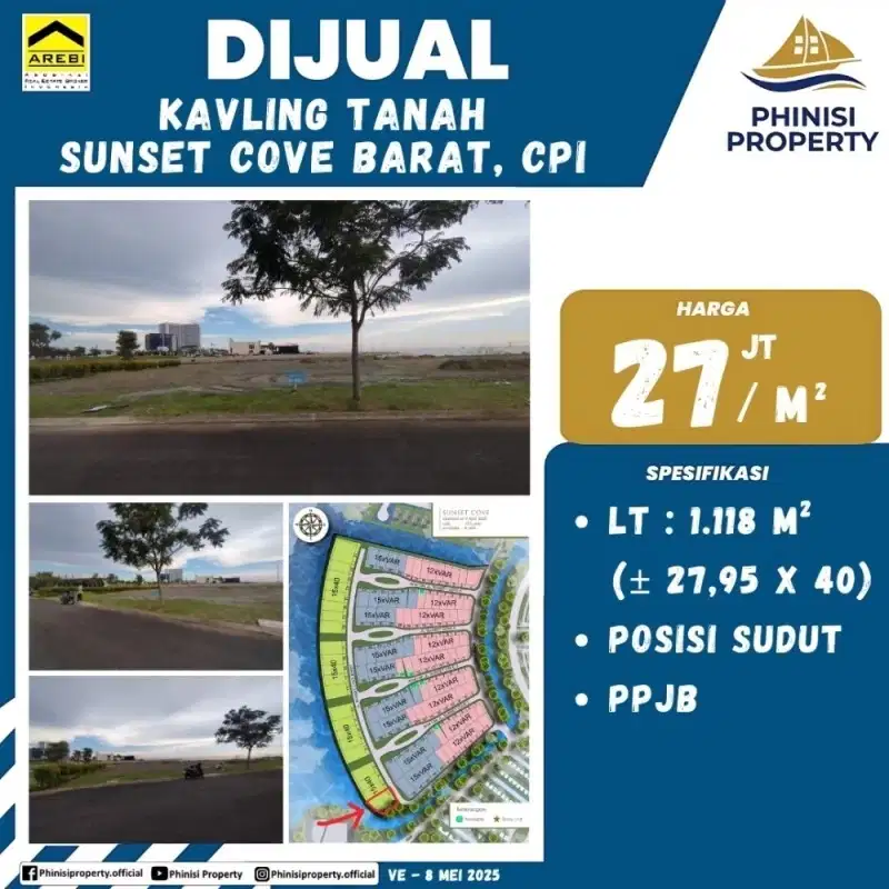 DIJUAL KAVLING MURAH CUMA 27 JUTAAN PERMETER DI SUNSET COVE BARAT