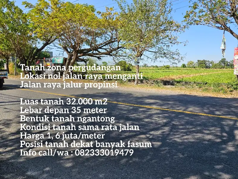 Rp. 1, 6 juta/m  termurah Tanah plot gudang menganti