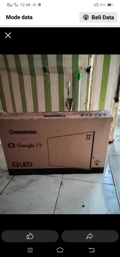 jual tv led chanhong androit 32 inci lengkap dos