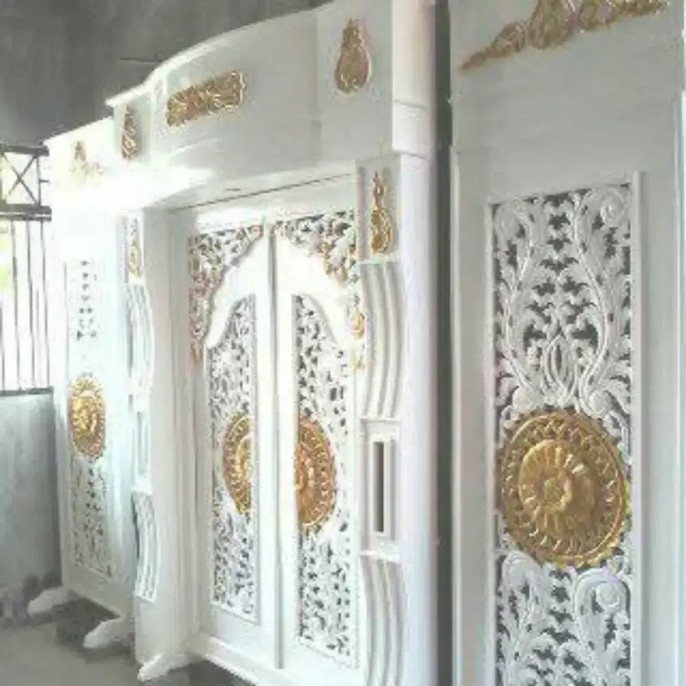 second gebyok ukir  warna putih