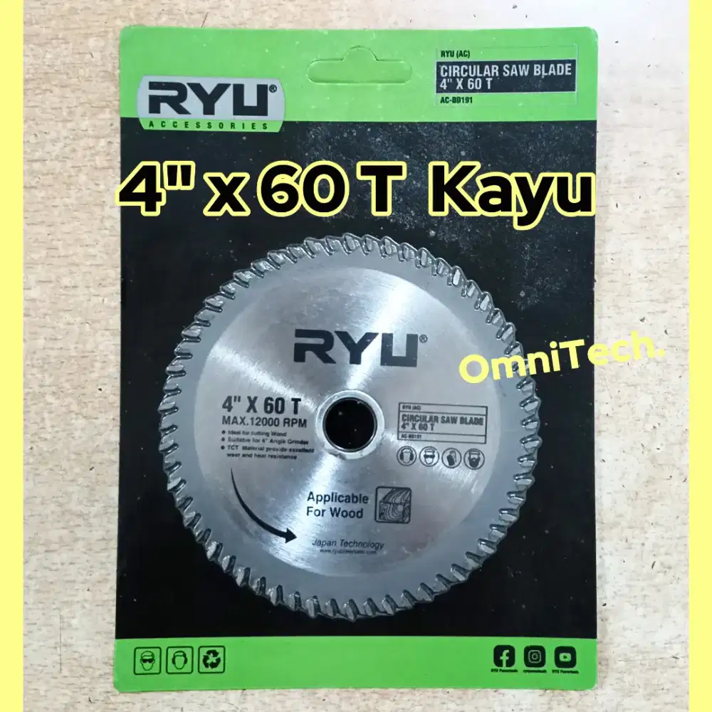 Mata Gerinda Gurinda Potong Kayu Circle Circular Saw RYU 4 x 60T