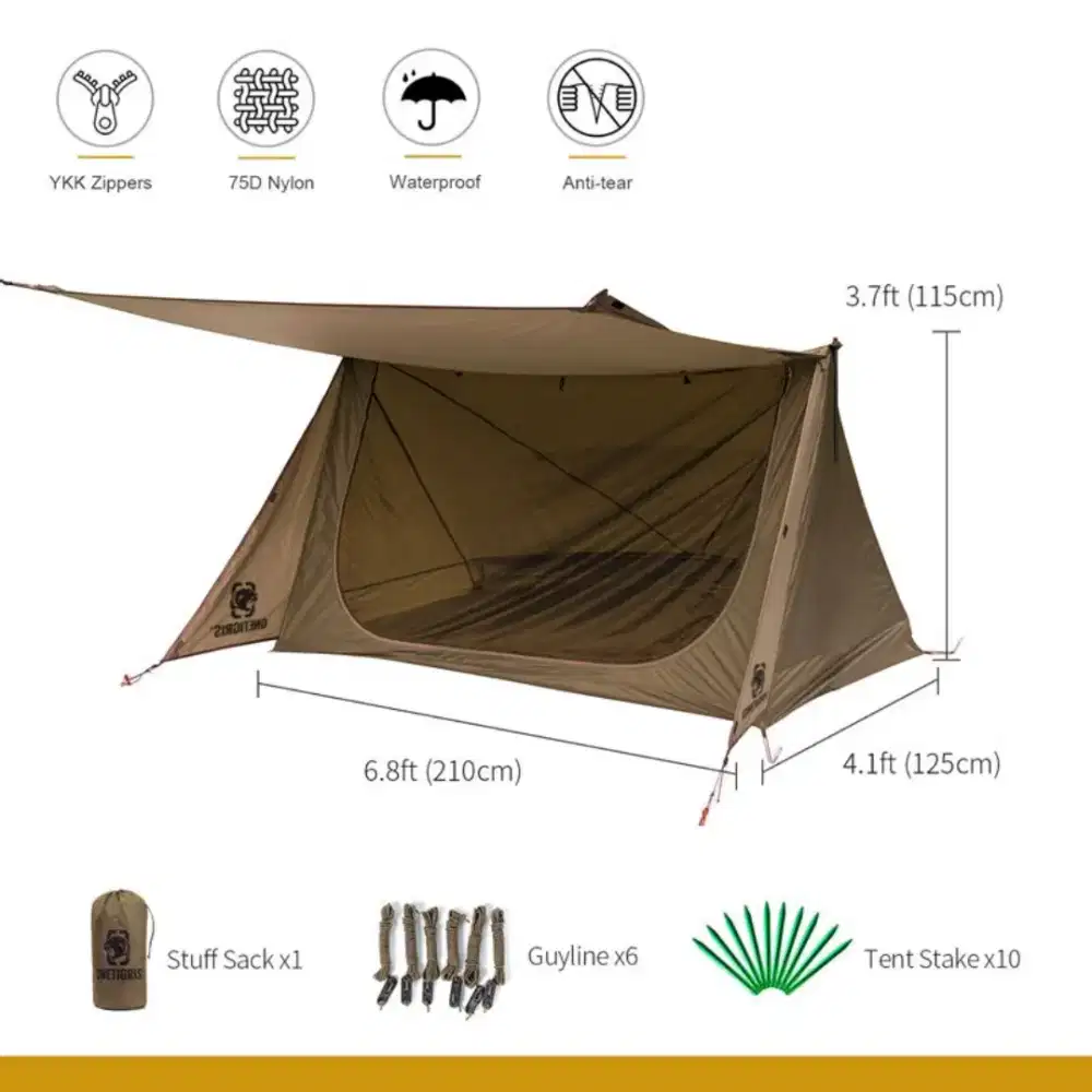 OneTigris Backwoods Bungalow Ultralight Super Shelter (Brown/Coyote)