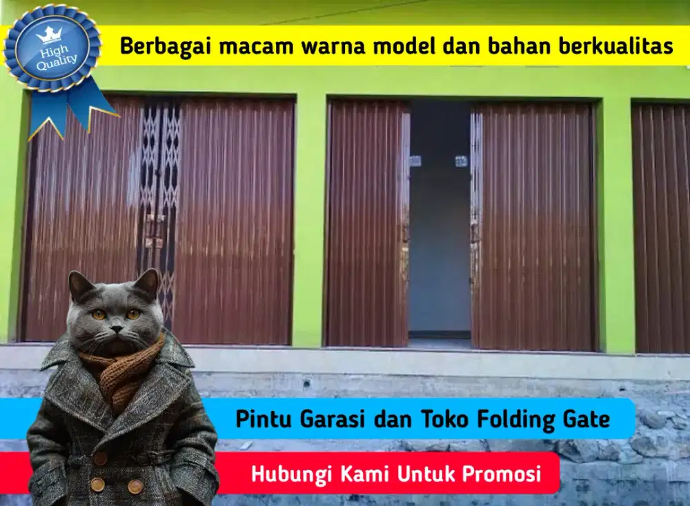 Gerbang Pintu Garasi Kantor Ruko Gudang Produksi Folding Gate