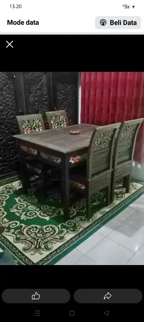 Meja makan jati ukir antik bekas dah dimelamin Bogor cibanteng