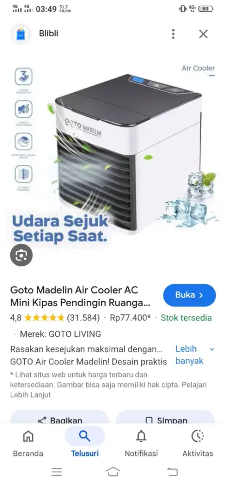 Air cooler kecil merk go to