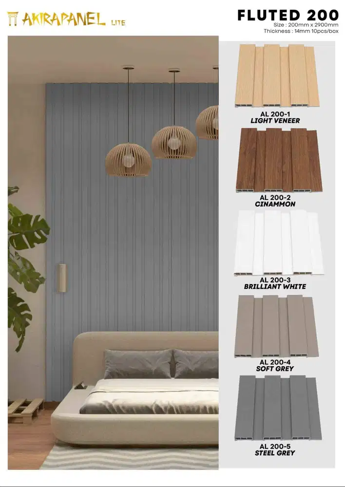 Wallpanel PVC | Wall Panel Dinding AKIRA LITE Series Fluted 200 - 2,9m