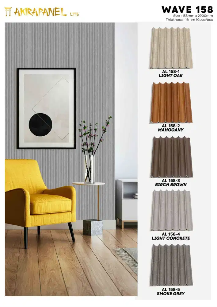 Wallpanel PVC | Wall Panel Dinding AKIRA LITE Series Wave 158 Panjang