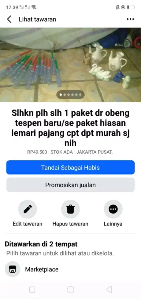 Slhkn plh slh 1 paket dr hiasan lemari pajang atau sblh nya hrg murah2