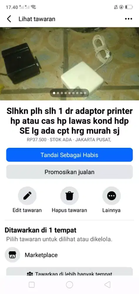 Slhkn plh slh 1 dr power suply printer atau sblh nya kond normal murah