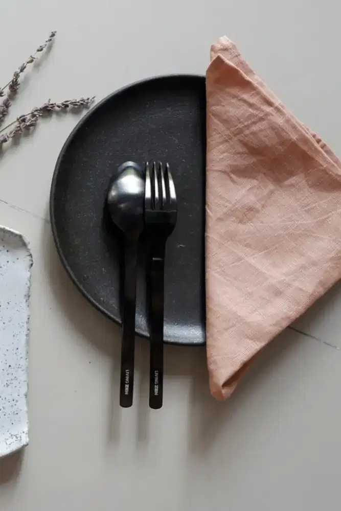 Sendok Garpu Stainless Hitam Doff