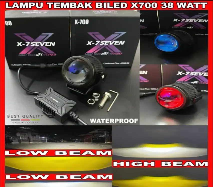 Lampu biled model tembak 3 warna mode on off