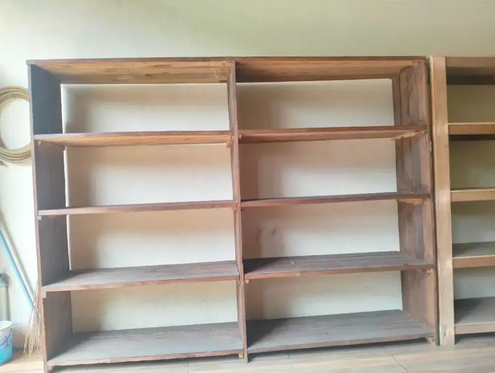 Jual CEPAT rak panjang kayu 5 susun ukuran panjang 180 cm