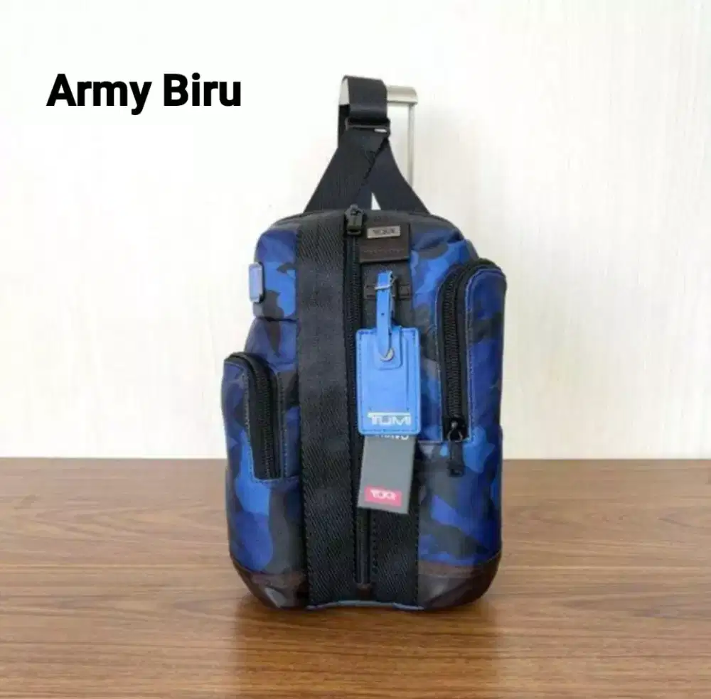 Tas Tumi Saratoga Higgins Monterey Tumi Bodybag Slingbag Army Biru
