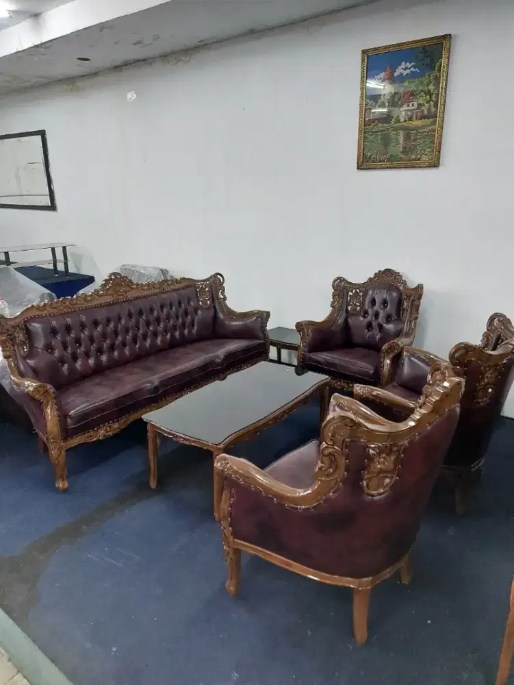 SET Kursi Tamu Kayu Jati Jepara Romawi Pot Tangan Mawar 3111 - Sofa