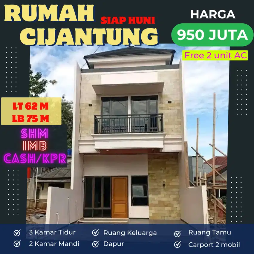 Rumah baru siap huni Cijantung,strategis  Cash dan Kpr