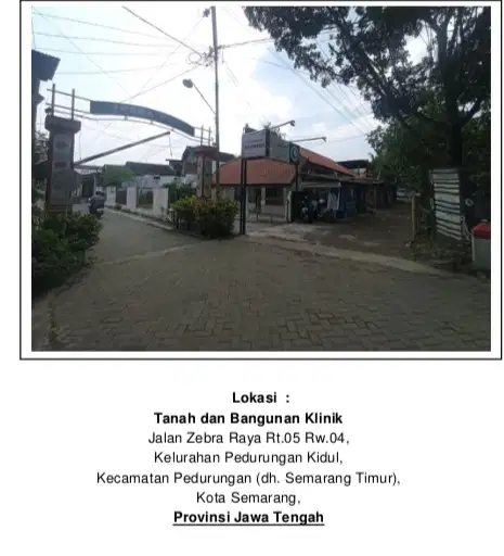 Dijual Bangunan Ex klinik Jl Raya Zebra