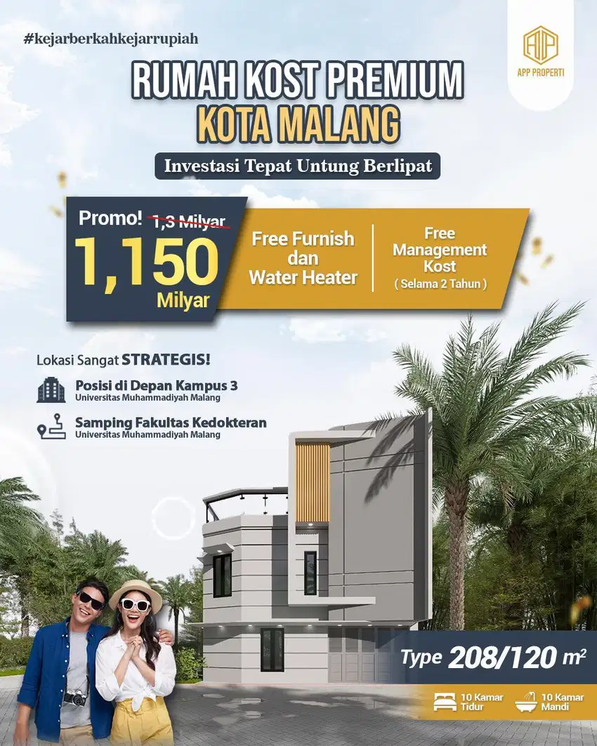 RUMAH KOS 10 KT & 10 KM MURAH DEPAN  KAMPUS UMM KOTA MALANG