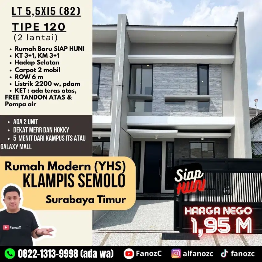 jual rumah surabaya, rumah klampis surabaya, rumah baru siap huni,