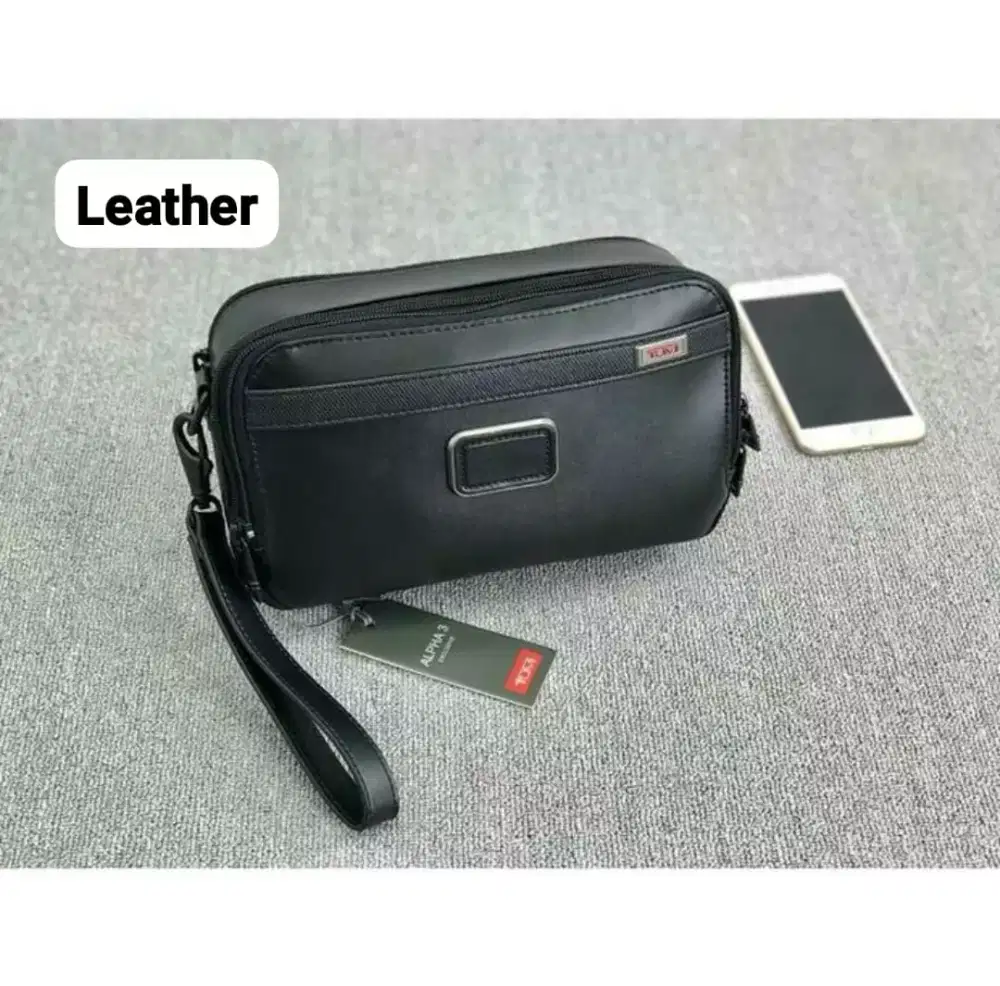 Tas Handbag Tumi Alpha 3 Leather Clutch Tumi Men Leather Black