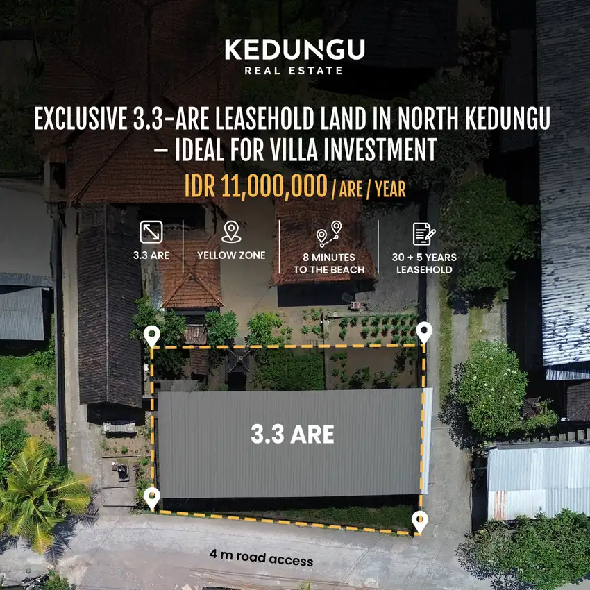 Exclusive 3.3-Are Leasehold Land in North Kedungu