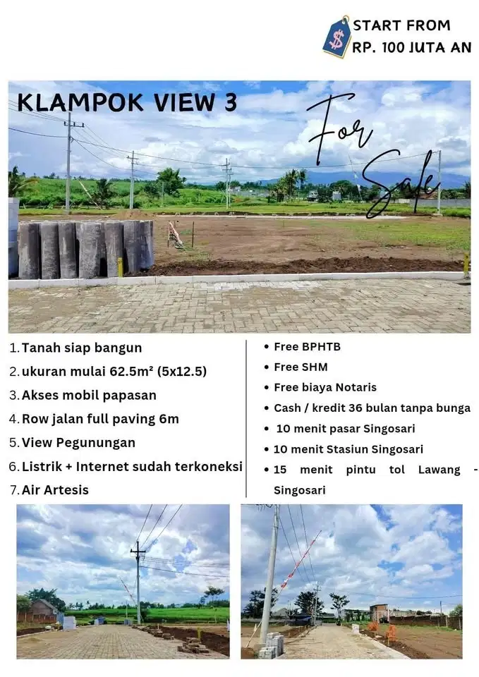 Tanah Kavling Murah Singosari Malang Klampok View G Arjuna & Panderman