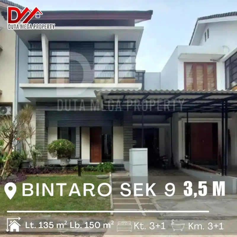 RUMAH DIJUAL MURAH TANAH LUAS DI CLUSTER BINTARO SEKTOR 9