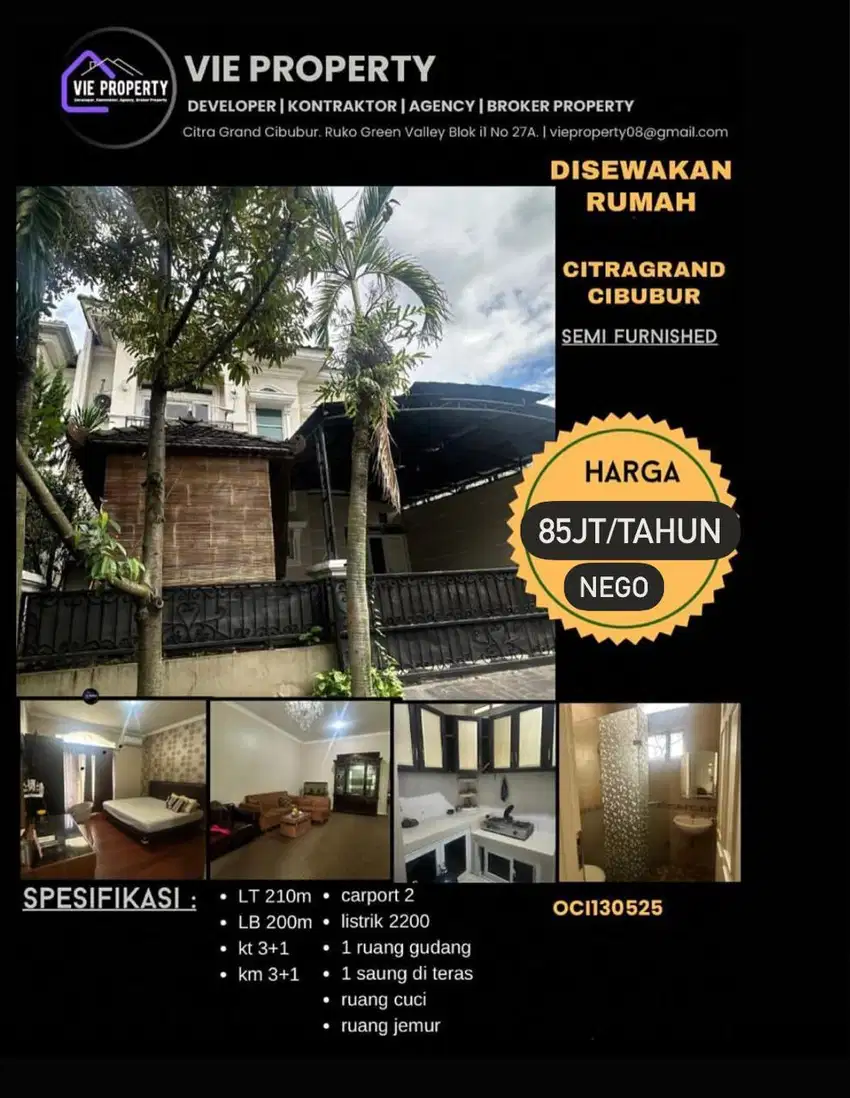 FURNISHED! DISEWAKAN RAPI DI CIBUBUR RUMAH SIAP HUNI DI CITRA GRAN