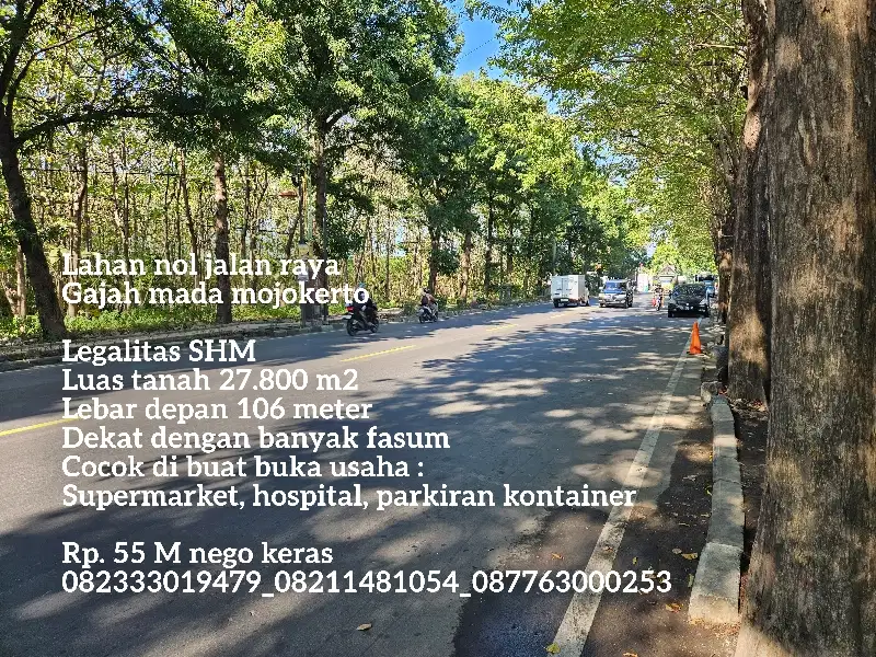 2 juta/m nego. Termurah lahan nol jl. raya gajah mada mojokerto