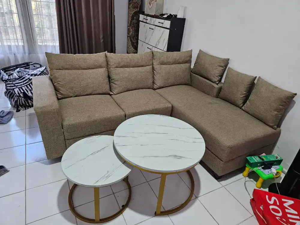 Sofa L Warna Coffe Brown