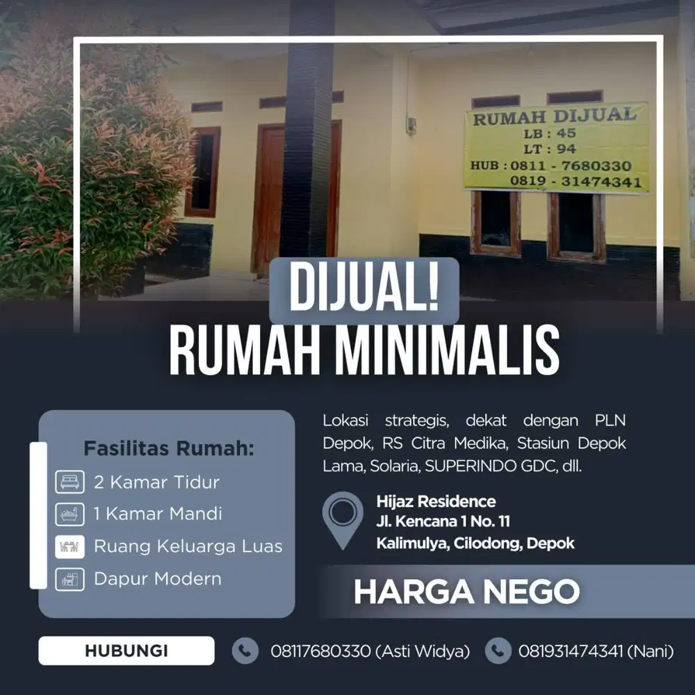 Butuh Uang - Dijual Rumah di Hijaz Residence, Depok