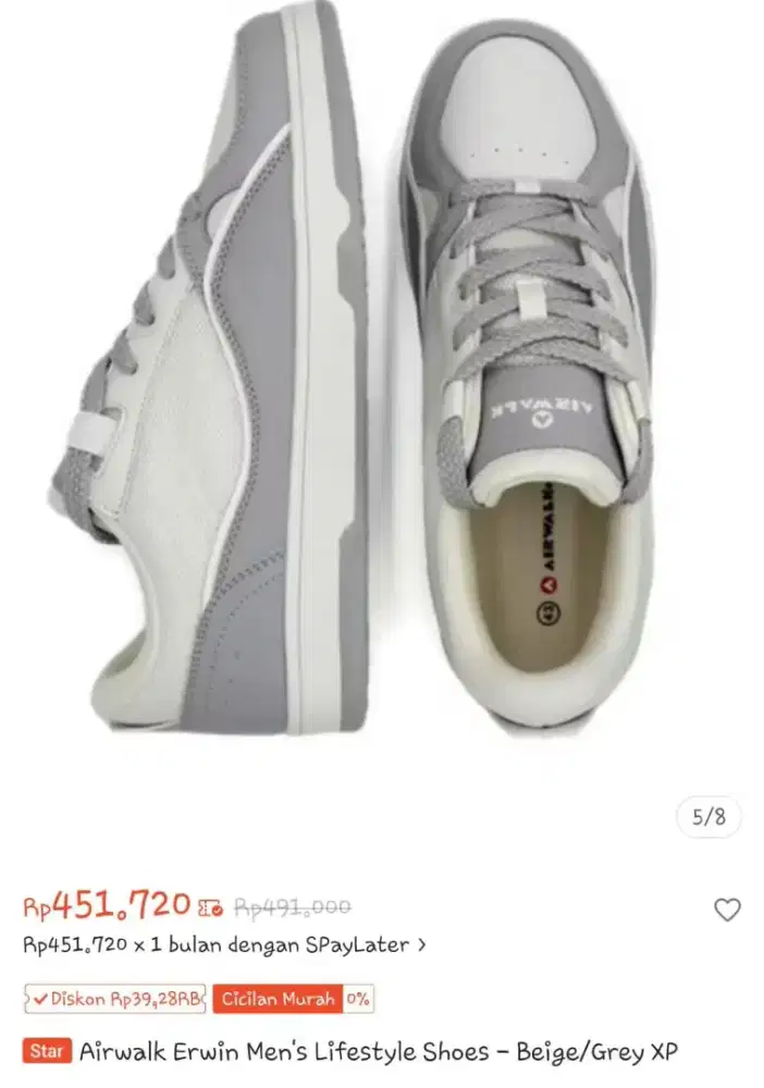 Sepatu Airwalk Erwin men's lifestyle shoes. Grey