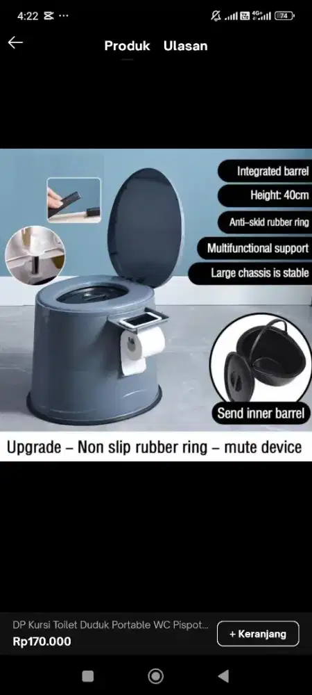 Kursi toilet portable / wc portable cocok buat lansia & ibu hamil