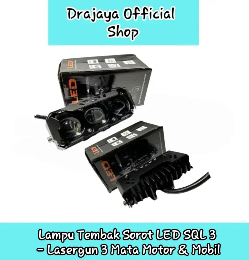 Lampu Tembak Sorot LED Laser Gun S3 SQL 3 CSP D2 3 Mata Mobil Motor