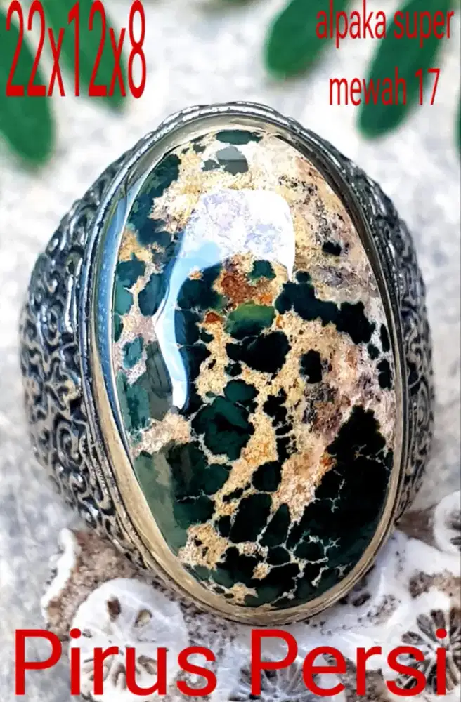 Pirus Persia deep green serat emas