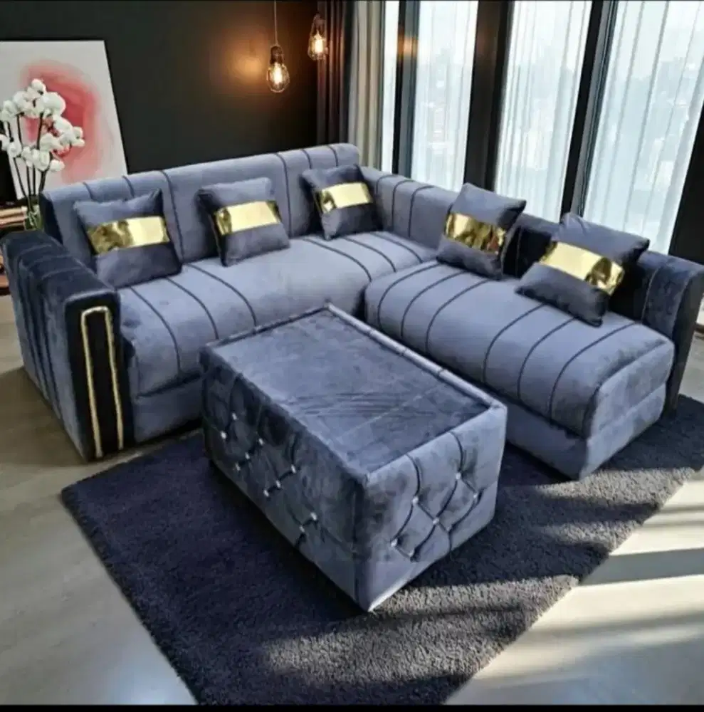 Sofa L list gold murah