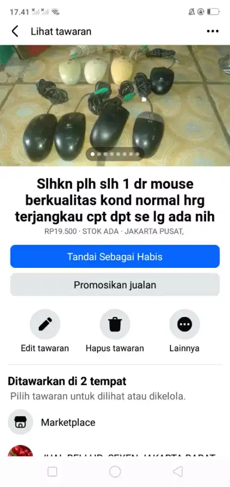 Slhkn plh slh 1 dr mouse komputer berkualitas kond normal hrg murah sj