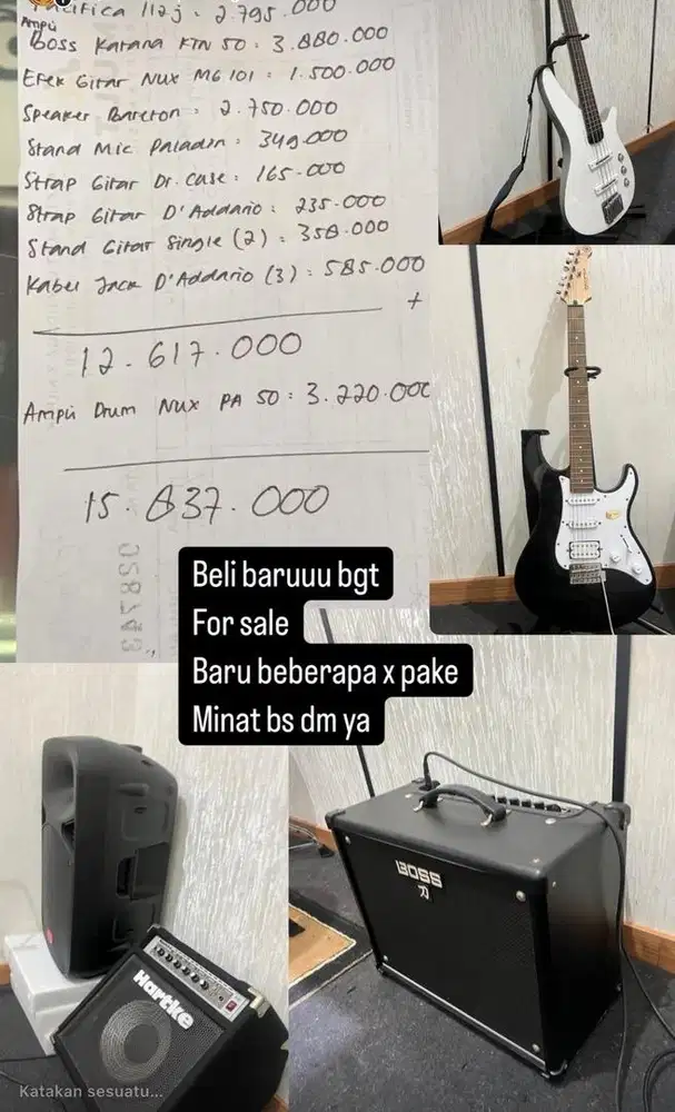 Dijual alat studio musik
