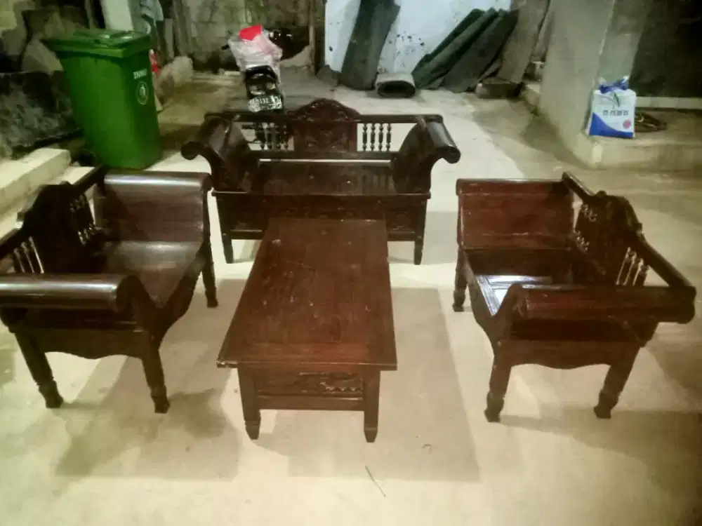 Set Kursi Tamu Jati Lawas Komplit + Meja