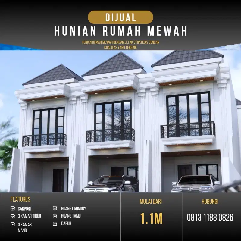Rumah Mewah 2lantai 3 menit Dekat Lapangan  ARCICI Cempaka putih