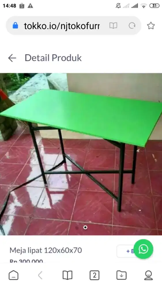 Meja lipat jualan ukuran 100*60*75