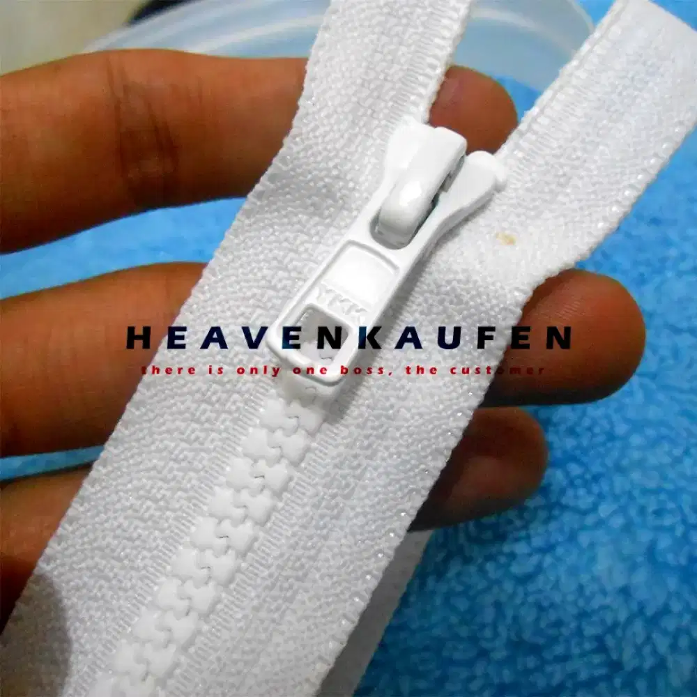 Resleting/Sleting zipper Jaket YKK Putih 60cm Type Gigi Halus