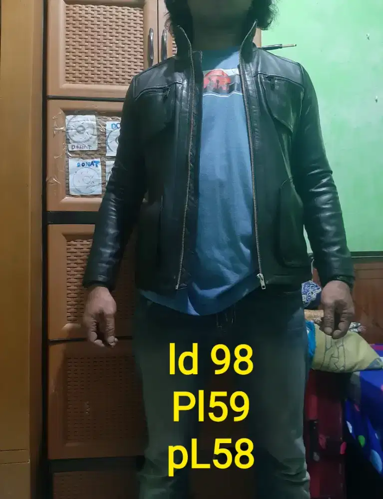 Jaket kulit domba size M fit L