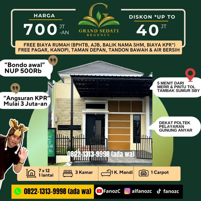 Rumah Murah sidoarjo, grand sedati regency, perumahan surabaya murah